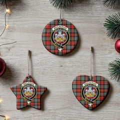MacLachlan Weathered Tartan Crest Christmas Ceramic Ornament