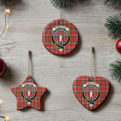 Robertson Weathered Tartan Crest Christmas Ceramic Ornament