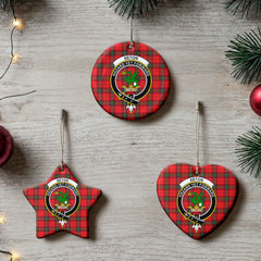 Seton Modern Tartan Crest Christmas Ceramic Ornament