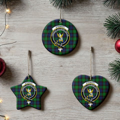 Stewart Old Modern Tartan Crest Christmas Ceramic Ornament