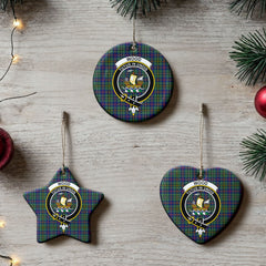 Wood Tartan Crest Christmas Ceramic Ornament