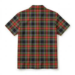 Stewart Black Tartan Crest Hawaiian Shirt