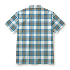 Stewart Muted Blue Tartan Crest Hawaiian Shirt