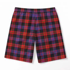 Brown Modern Tartan Crest Men's Beach Shorts