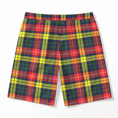 Buchanan Modern Tartan Crest Men's Beach Shorts