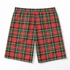 Stewart Royal Modern Tartan Crest Men's Beach Shorts