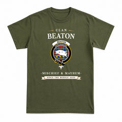 Beaton Modern Tartan Crest Mischief and Mayhem T-shirt