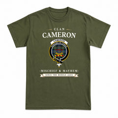 Cameron of Erracht Ancient Tartan Crest Mischief and Mayhem T-shirt