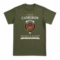 Cameron of Lochiel Ancient Tartan Crest Mischief and Mayhem T-shirt