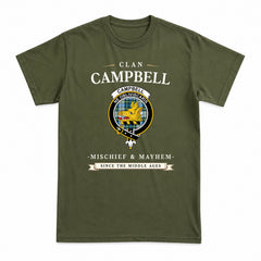 Campbell Dress Ancient Tartan Crest Mischief and Mayhem T-shirt