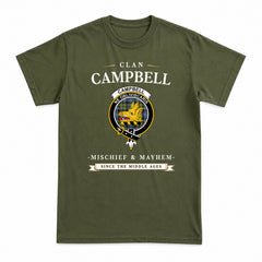 Campbell Faded Tartan Crest Mischief and Mayhem T-shirt