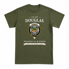 Douglas Grey Modern Tartan Crest Mischief and Mayhem T-shirt