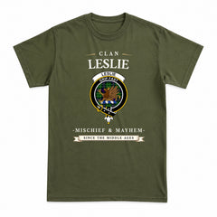 Leslie Hunting Tartan Crest Mischief and Mayhem T-shirt