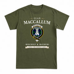MacCallum Modern Tartan Crest Mischief and Mayhem T-shirt