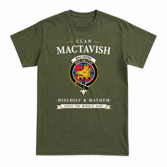 MacTavish Modern Tartan Crest Mischief and Mayhem T-shirt