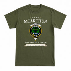 McArthur Modern Tartan Crest Mischief and Mayhem T-shirt