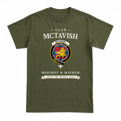 McTavish Modern Tartan Crest Mischief and Mayhem T-shirt