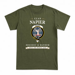 Napier Modern Tartan Crest Mischief and Mayhem T-shirt