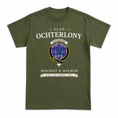 Ochterlony Tartan Crest Mischief and Mayhem T-shirt