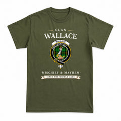 Wallace Hunting Modern Tartan Crest Mischief and Mayhem T-shirt