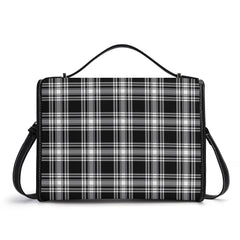 Menzies Black - White Modern Tartan Crest Satchel Bag