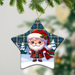 Lamont Ancient Tartan Christmas Ceramic Ornament - Santa Claus In Kilt Style