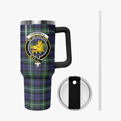Campbell Argyll Modern Tartan Crest 40 oz Insulated Tumbler with Handle