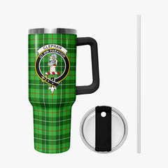 Clephan (or Clephane) Tartan Crest 40 oz Insulated Tumbler with Handle