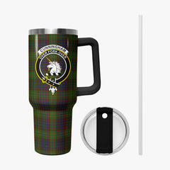 Cunningham Hunting Modern Tartan Crest 40 oz Insulated Tumbler with Handle