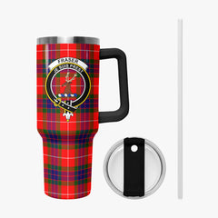 Fraser (of Lovat) Modern Tartan Crest 40 oz Insulated Tumbler with Handle