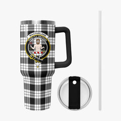 MacFarlane Black - White Tartan Crest 40 oz Insulated Tumbler with Handle
