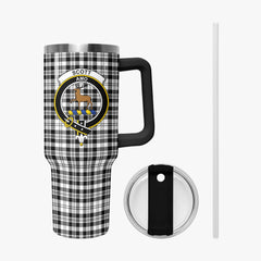 Scott Black & White Modern Tartan Crest 40 oz Insulated Tumbler with Handle