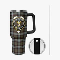 Stewart Old Weathered Tartan Crest 40 oz Insulated Tumbler with Handle