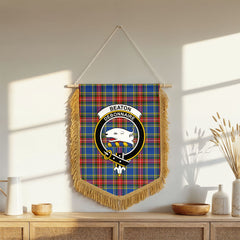 Beaton Modern Tartan Crest Wall Hanging Banner - Wood Pole