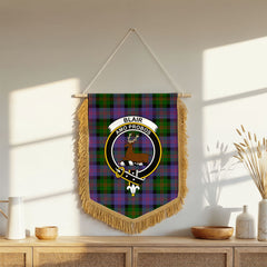 Blair Modern Tartan Crest Wall Hanging Banner - Wood Pole