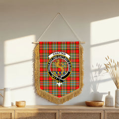 Chattan Tartan Crest Wall Hanging Banner - Wood Pole