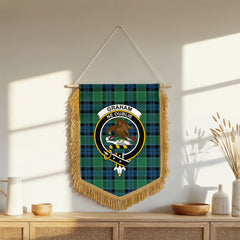 Graham of Menteith Ancient Tartan Crest Wall Hanging Banner - Wood Pole