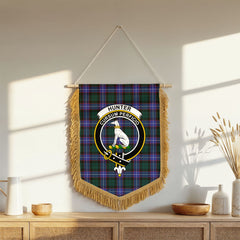 Hunter Modern Tartan Crest Wall Hanging Banner - Wood Pole