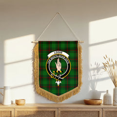 Logie Tartan Crest Wall Hanging Banner - Wood Pole