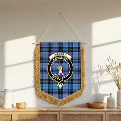 MacKay Blue Tartan Crest Wall Hanging Banner - Wood Pole