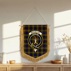 MacLellan Modern Tartan Crest Wall Hanging Banner - Wood Pole