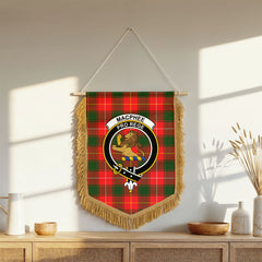 MacPhee Modern Tartan Crest Wall Hanging Banner - Wood Pole