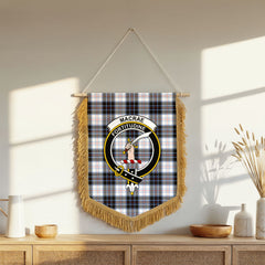 MacRae Dress Modern Tartan Crest Wall Hanging Banner - Wood Pole