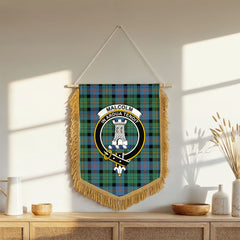 Malcolm Ancient Tartan Crest Wall Hanging Banner - Wood Pole