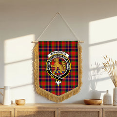 McPherson Modern Tartan Crest Wall Hanging Banner - Wood Pole