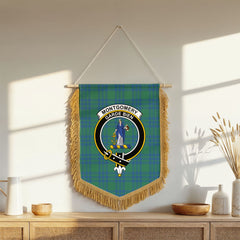 Montgomery Ancient Tartan Crest Wall Hanging Banner - Wood Pole