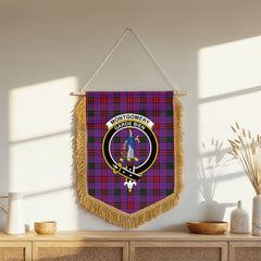 Montgomery Modern Tartan Crest Wall Hanging Banner - Wood Pole