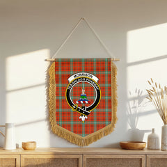 Morrison Red Ancient Tartan Crest Wall Hanging Banner - Wood Pole