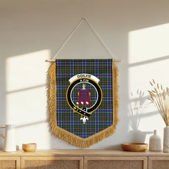 Ogilvie Hunting Modern Tartan Crest Wall Hanging Banner - Wood Pole