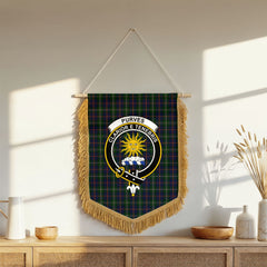 Purves Tartan Crest Wall Hanging Banner - Wood Pole
